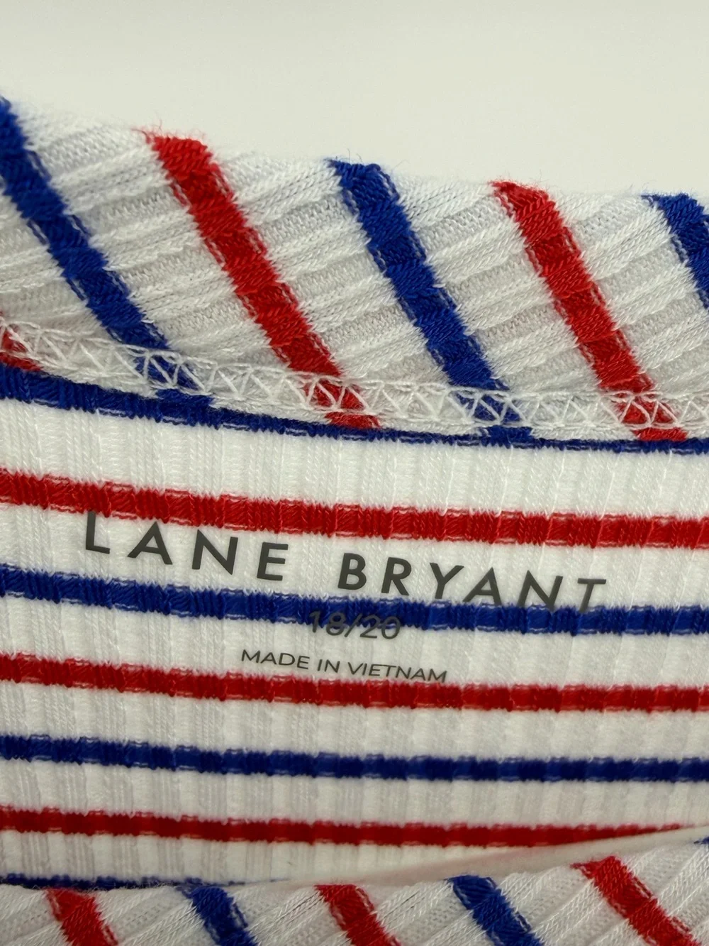 NWT Lane Bryant Fitted High-Neck Ribbed Tank, Red White Blue, Women's 18/20 - Picture 6 of 9